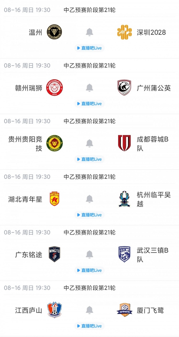 中乙北区争冠组出炉 泰山B队山西大连可为海港B队提前晋级